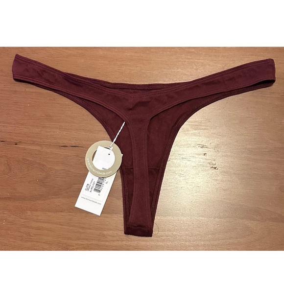 Skin Worldwide Graysen High Cut Thong Panty, Burgundy, Size XL - Picture 2 of 4